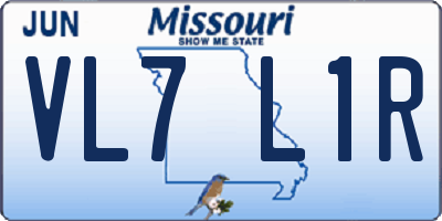 MO license plate VL7L1R