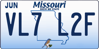MO license plate VL7L2F
