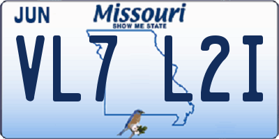MO license plate VL7L2I