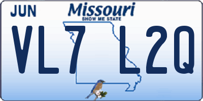 MO license plate VL7L2Q