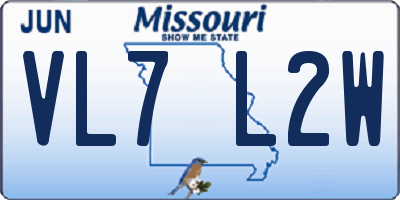 MO license plate VL7L2W