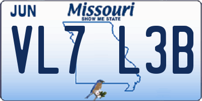 MO license plate VL7L3B
