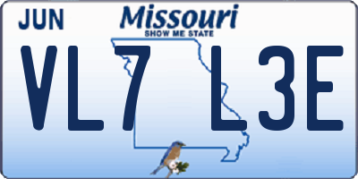 MO license plate VL7L3E