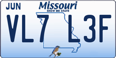 MO license plate VL7L3F
