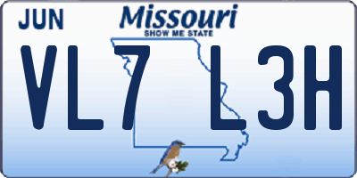 MO license plate VL7L3H
