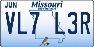 MO license plate VL7L3R