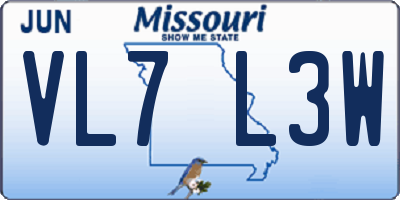 MO license plate VL7L3W