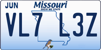 MO license plate VL7L3Z