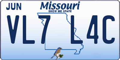 MO license plate VL7L4C