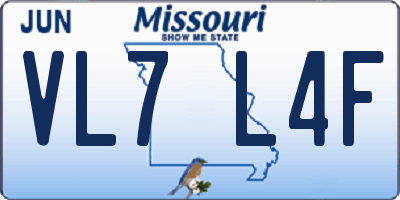 MO license plate VL7L4F