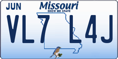 MO license plate VL7L4J