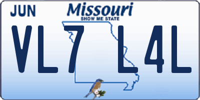 MO license plate VL7L4L
