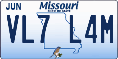 MO license plate VL7L4M