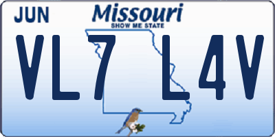 MO license plate VL7L4V