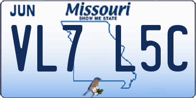 MO license plate VL7L5C