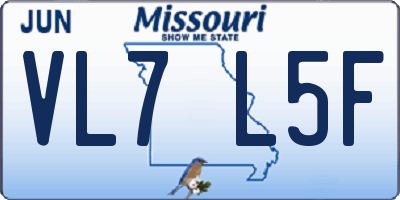 MO license plate VL7L5F