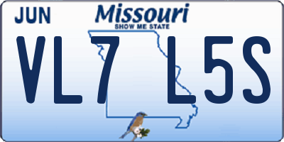 MO license plate VL7L5S