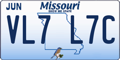 MO license plate VL7L7C
