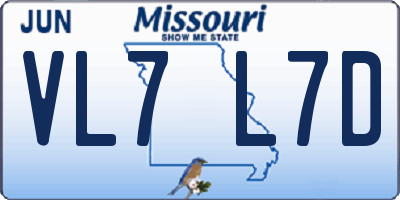 MO license plate VL7L7D