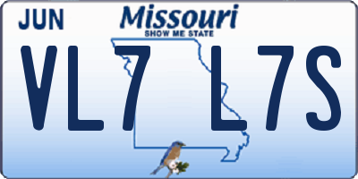 MO license plate VL7L7S