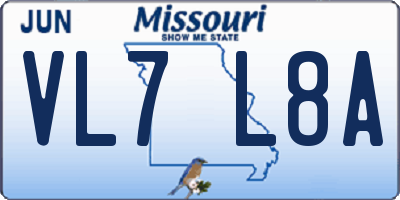 MO license plate VL7L8A