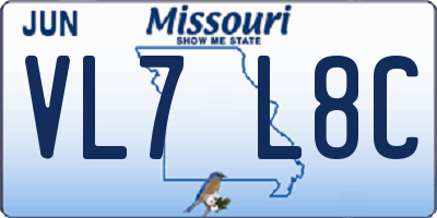 MO license plate VL7L8C