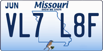 MO license plate VL7L8F