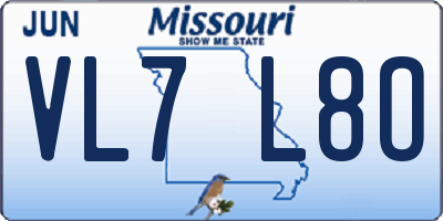 MO license plate VL7L8O