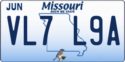 MO license plate VL7L9A