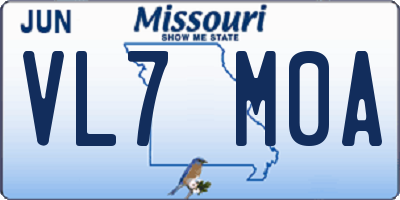 MO license plate VL7M0A