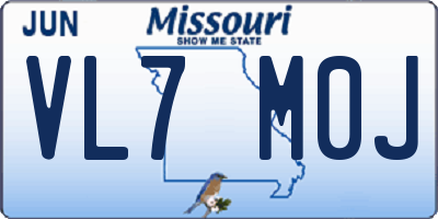MO license plate VL7M0J