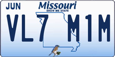 MO license plate VL7M1M