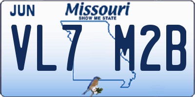 MO license plate VL7M2B