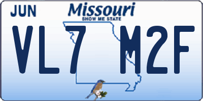 MO license plate VL7M2F