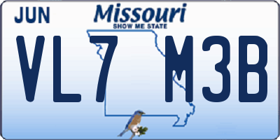 MO license plate VL7M3B