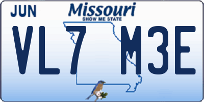 MO license plate VL7M3E