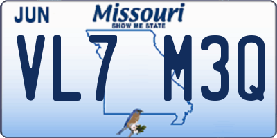 MO license plate VL7M3Q