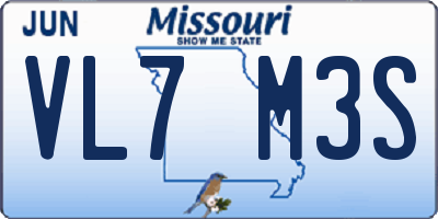 MO license plate VL7M3S