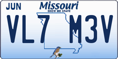MO license plate VL7M3V