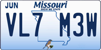 MO license plate VL7M3W