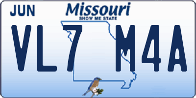 MO license plate VL7M4A