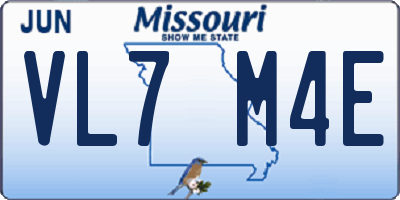 MO license plate VL7M4E