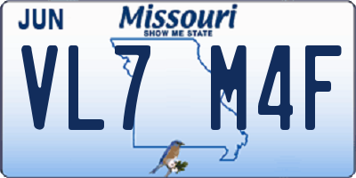 MO license plate VL7M4F