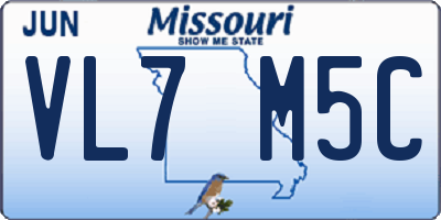 MO license plate VL7M5C