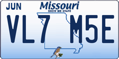 MO license plate VL7M5E