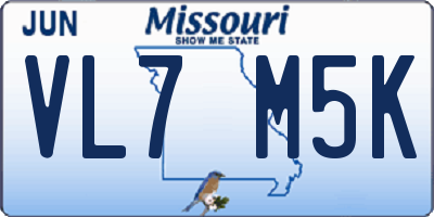 MO license plate VL7M5K