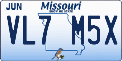 MO license plate VL7M5X