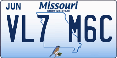 MO license plate VL7M6C