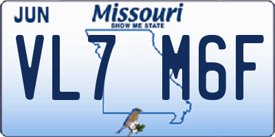 MO license plate VL7M6F