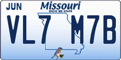 MO license plate VL7M7B
